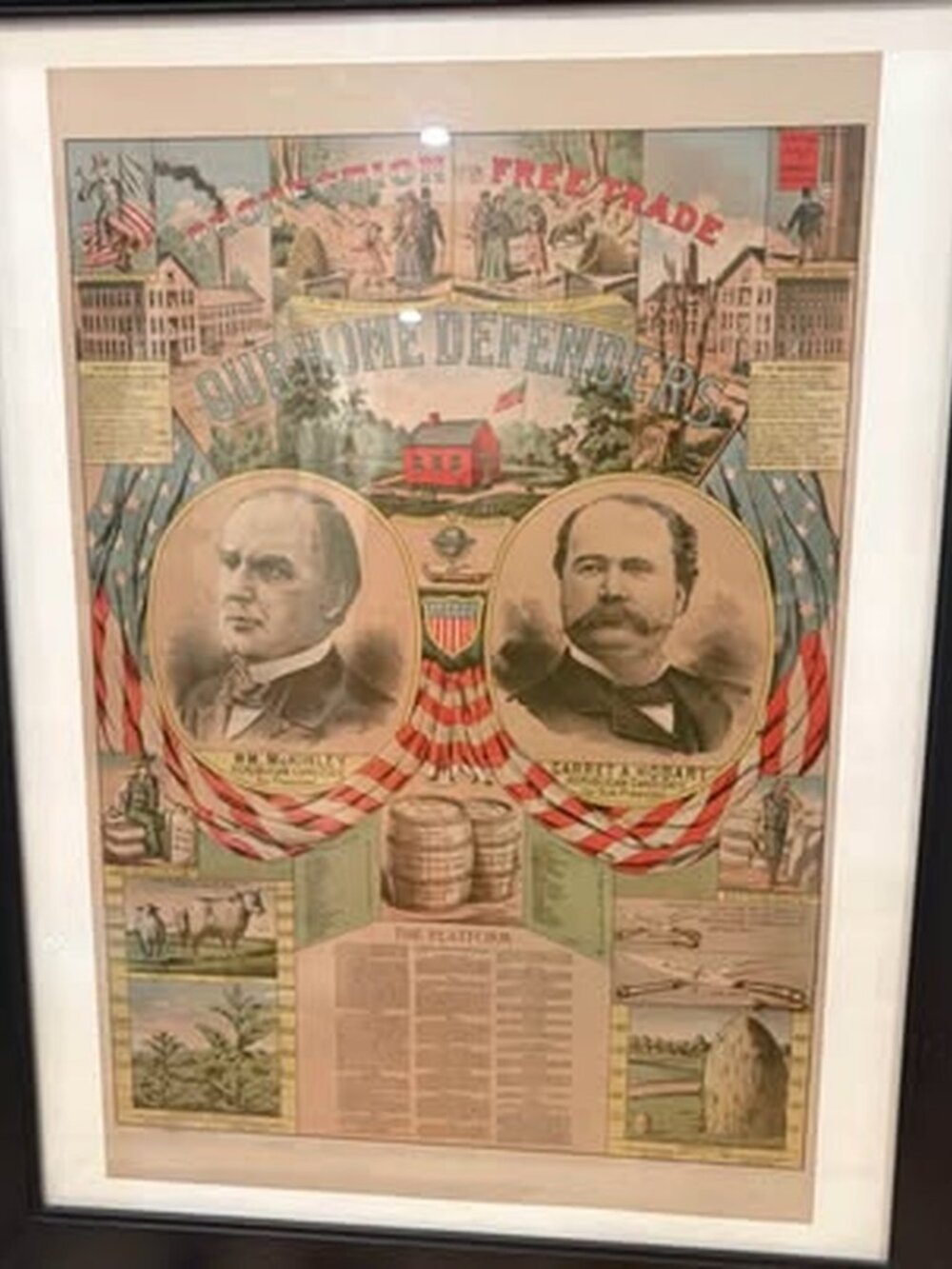 Framed 1896 McKinley & Hobart Presidential Campaign Poster